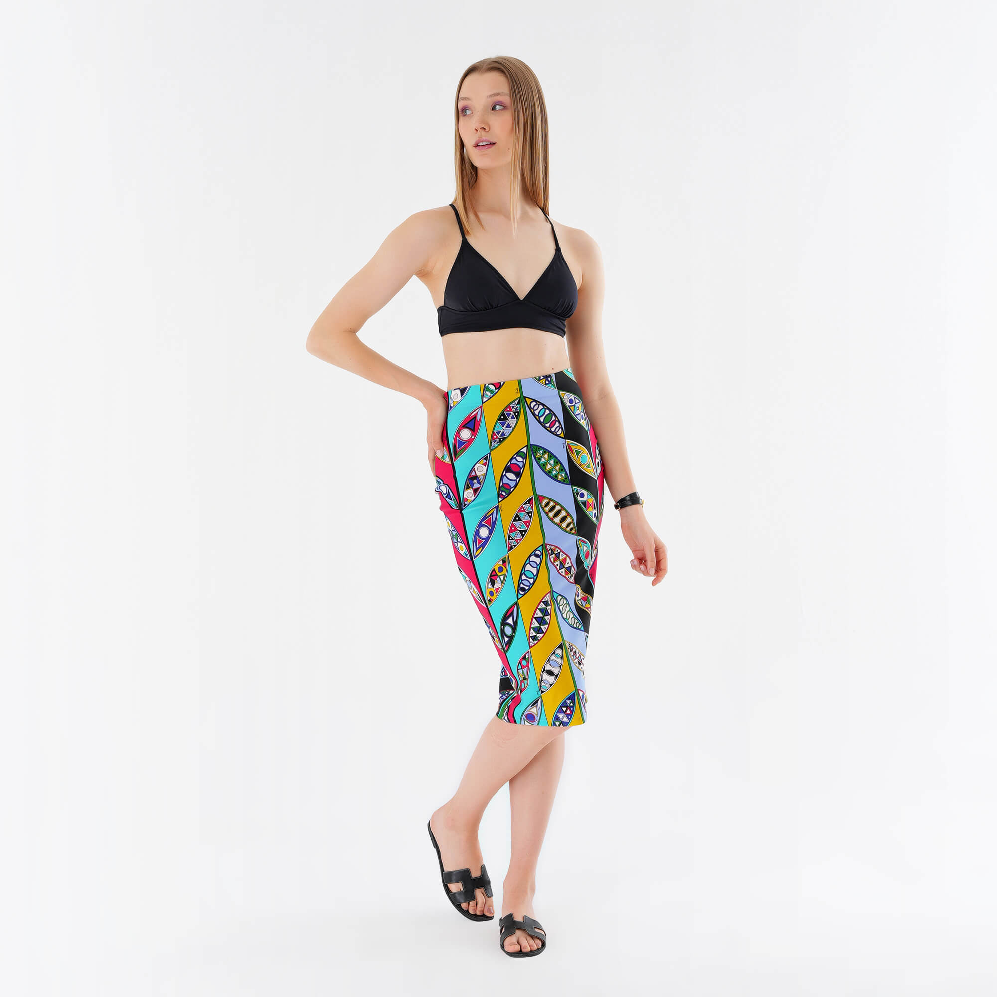 Emilio Pucci - Green Girandole Print Midi Skirt M